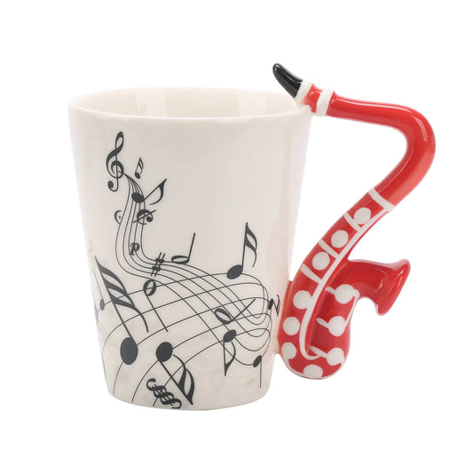 MelodyMug 12.9oz Red Saxophone Ceramic Cup