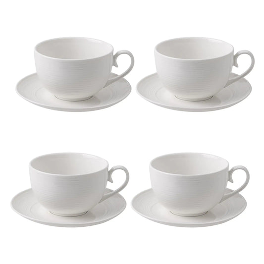 Feenmai 12oz Ceramic Coffee Cup Set with Saucers - Microwave Safe